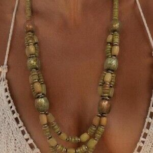 Earthy Estate layered bead necklace featuring gorgeous olive green and sage tone